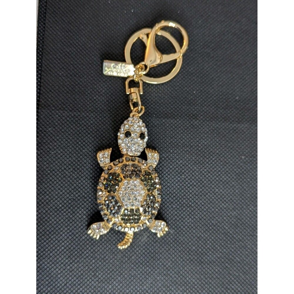 Off Park Crystal Turtle Keychain or Bag Charm - Gold Tone, Bling